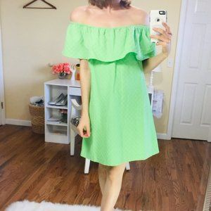 Crown & Ivy Soft Lime Green Off Shoulder Dress